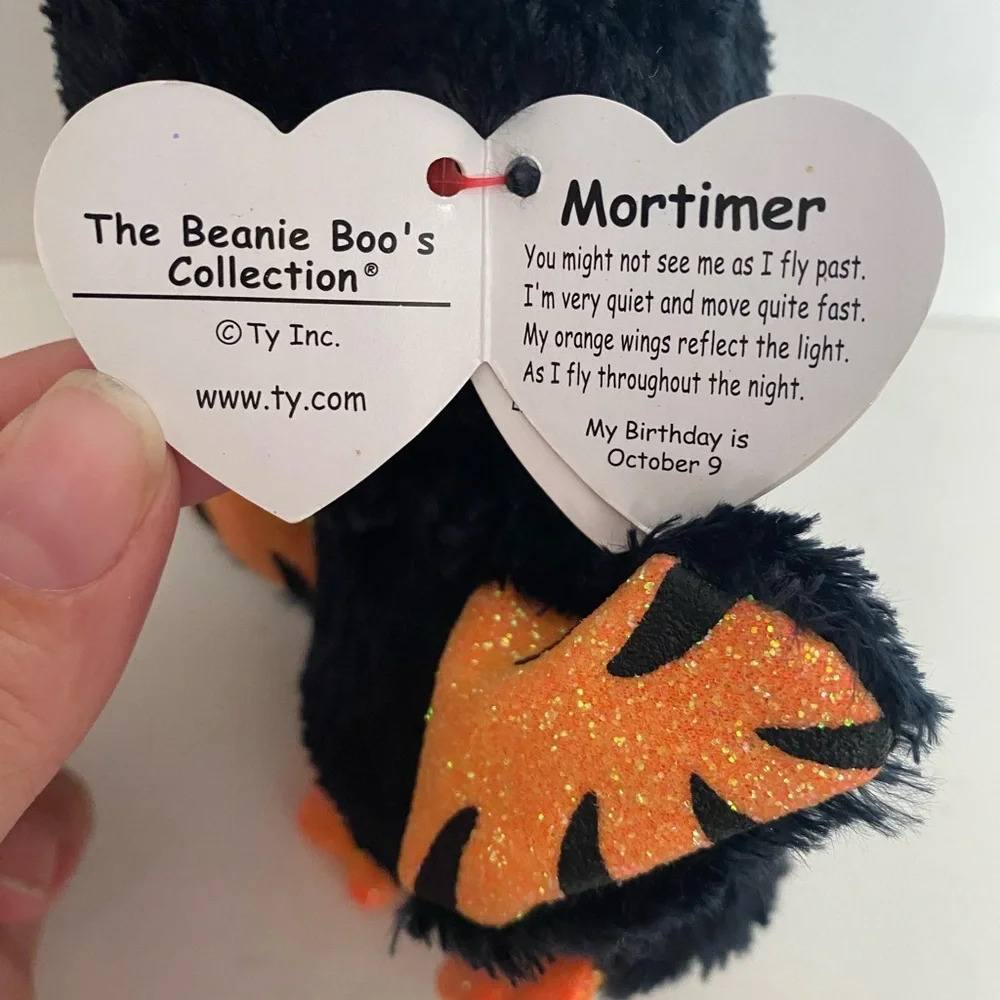 Ty Beanie Boos Mortimer Bat Black Orange Glitter Halloween 6" Plush w/ Tag 2022 - Picture 6 of 6